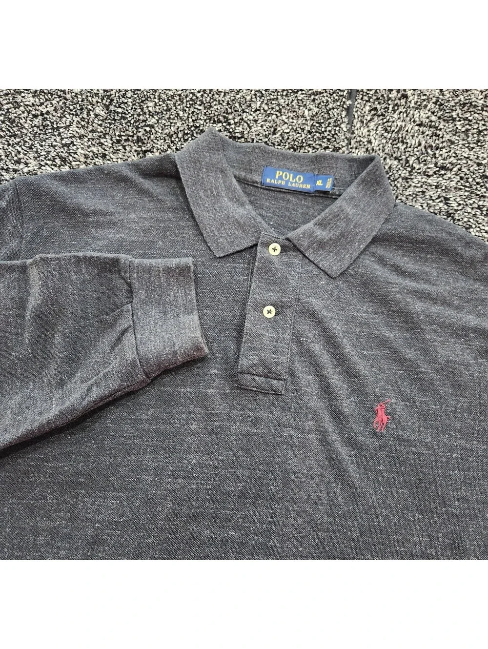 Ralph Lauren Polo Shirt Mens Sz XL Gray Rugby Pullover Casual Preppy Long Sleeve